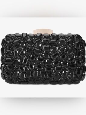 Black Jeweled Evening Clutch - Designer Style